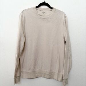 J. Crew Men's Waffle Knit Long Sleeve Cream Crewneck Sweater Size Medium